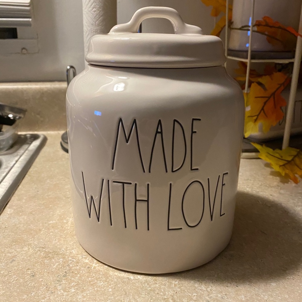 rae dunn “made with love” canister